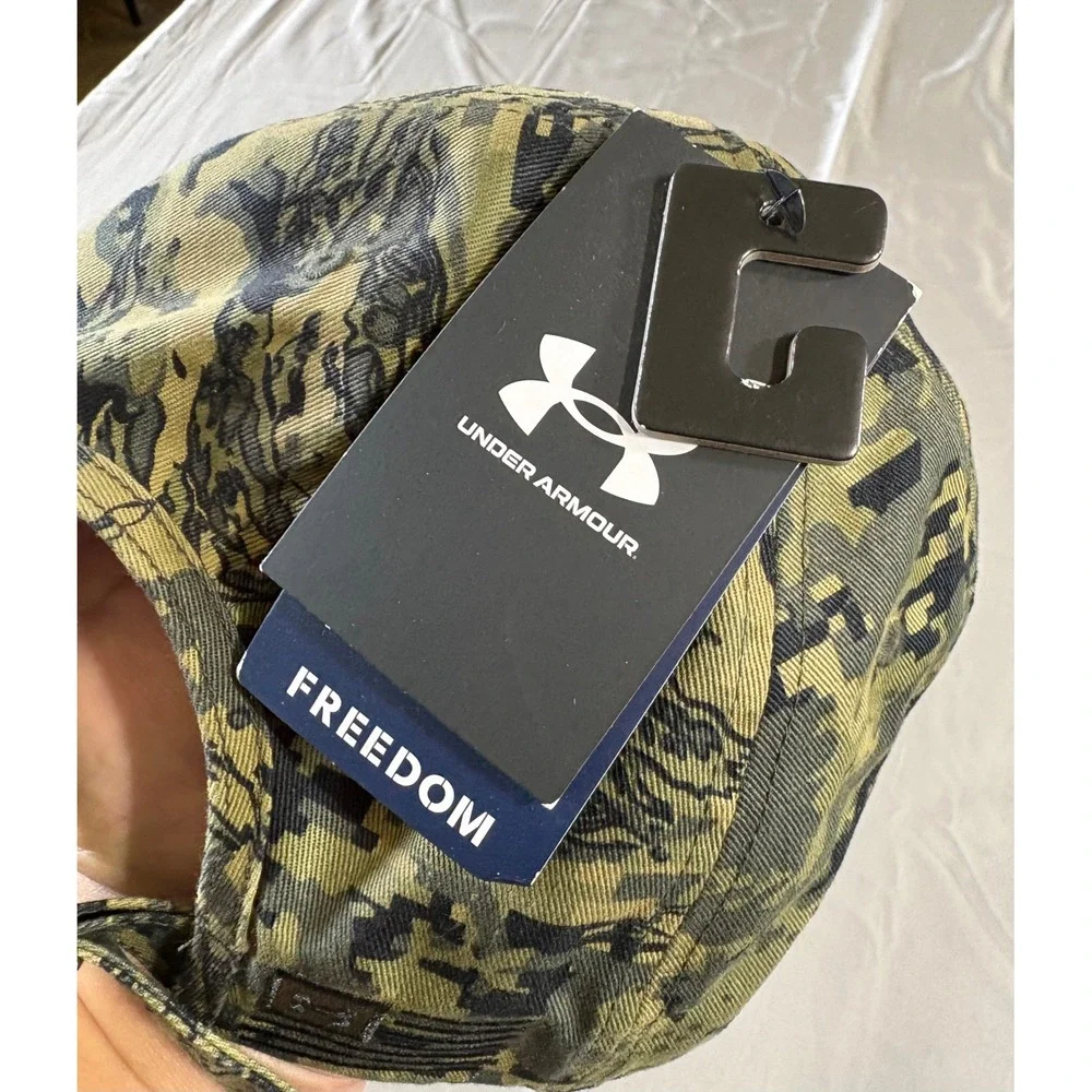 Under Armour Freedom Camo Adjustable Hat Mens Green Tiger Stripe Digital Cap NEW